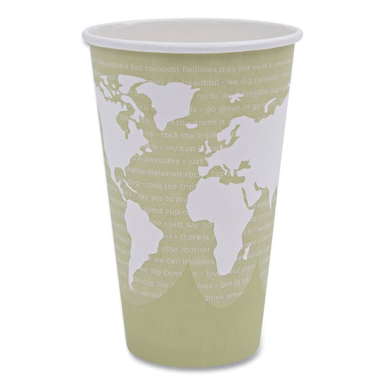 ECO-PRODUCTS,INC. World Art Renewable and Compostable Hot Cups, 16 oz, Paper, Moss, 50/Pack (ECOEPBHC16WAPK)