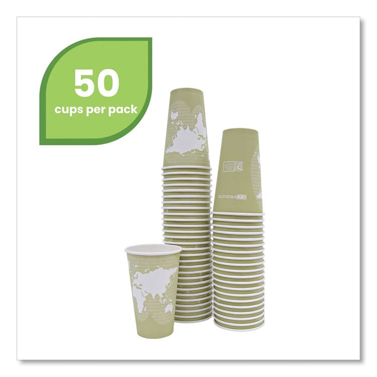 ECO-PRODUCTS,INC. World Art Renewable and Compostable Hot Cups, 16 oz, Paper, Moss, 50/Pack (ECOEPBHC16WAPK) thumbnail 2