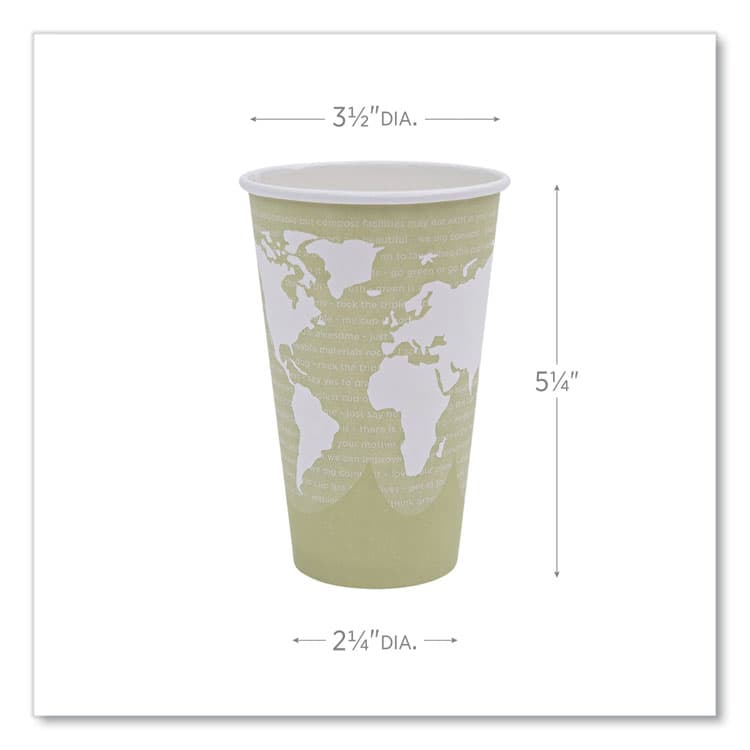 ECO-PRODUCTS,INC. World Art Renewable and Compostable Hot Cups, 16 oz, Paper, Moss, 50/Pack (ECOEPBHC16WAPK) thumbnail 3