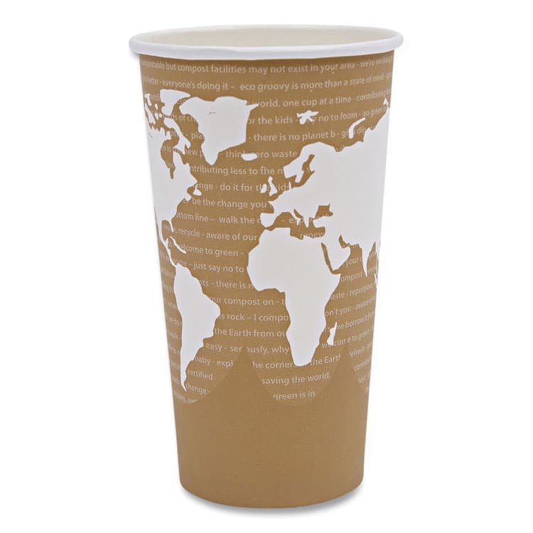 ECO-PRODUCTS,INC. World Art Renewable and Compostable Hot Cups, 20 oz, Paper, Brown/White, 50/Pack, 20 Packs/Carton (ECOEPBHC20WA)