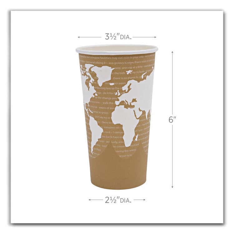 ECO-PRODUCTS,INC. World Art Renewable and Compostable Hot Cups, 20 oz, Paper, Brown/White, 50/Pack, 20 Packs/Carton (ECOEPBHC20WA) thumbnail 3