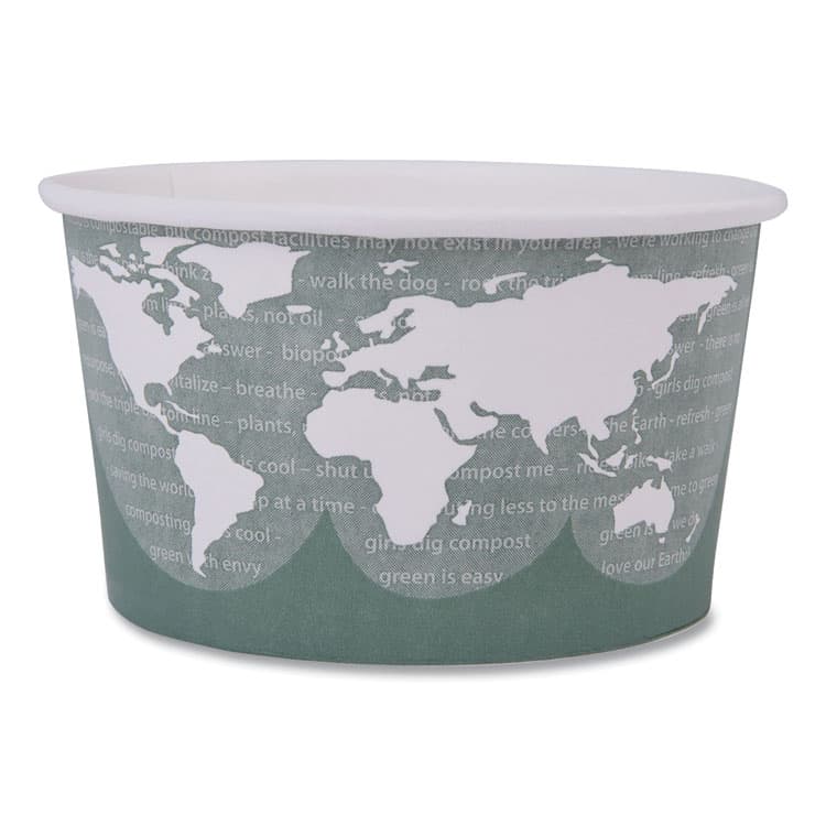 ECO-PRODUCTS,INC. World Art Renewable and Compostable Food Container, 12 oz, 4.05" Diameter x 2.5" h, Moss, Paper, 25/Pack, 20 Packs/Carton (ECOEPBSC12WA)
