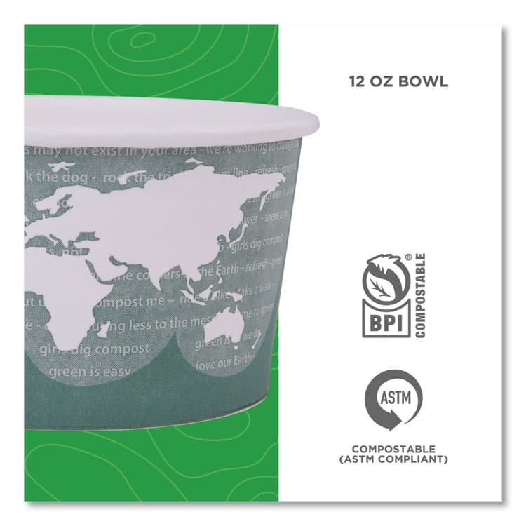 ECO-PRODUCTS,INC. World Art Renewable and Compostable Food Container, 12 oz, 4.05" Diameter x 2.5" h, Moss, Paper, 25/Pack, 20 Packs/Carton (ECOEPBSC12WA) thumbnail 4