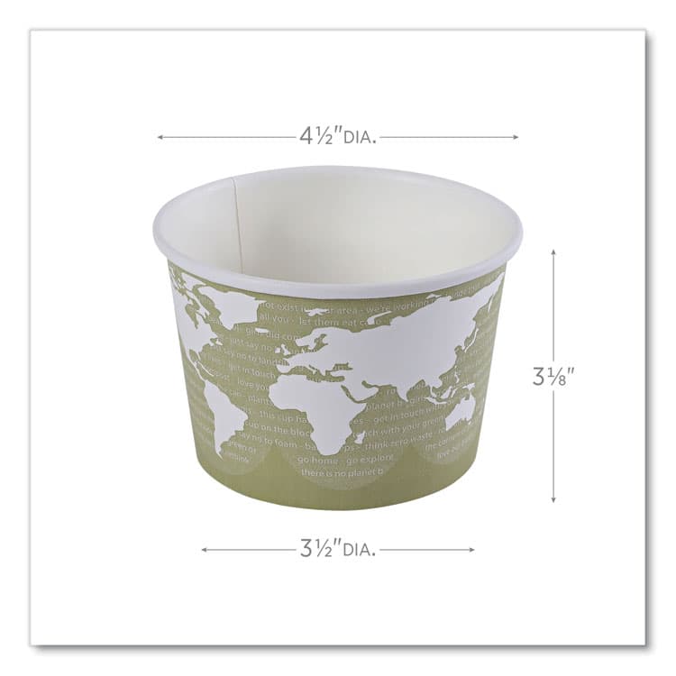 ECO-PRODUCTS,INC. World Art Renewable and Compostable Food Container, 16 oz, 4.05" Diameter x 3" h, Sage, Paper, 25/Pack, 20 Packs/Carton (ECOEPBSC16WA) thumbnail 3