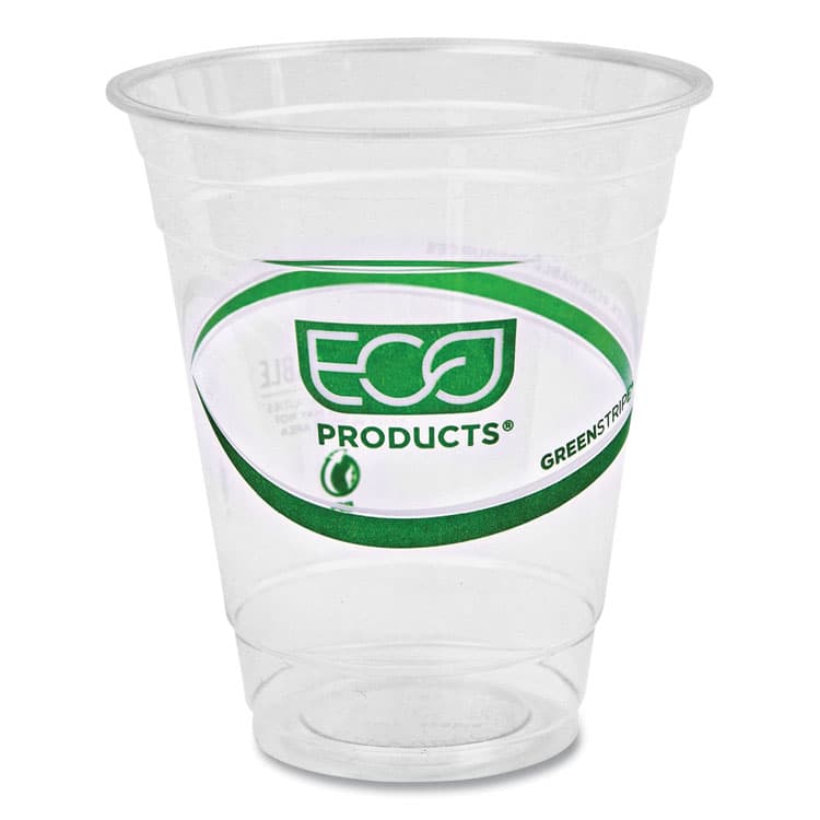 ECO-PRODUCTS,INC. GreenStripe Renewable and Compostable Cold Cups, 12 oz, Plastic, Clear, 50/Pack, 20 Packs/Carton (ECOEPCC12GS)