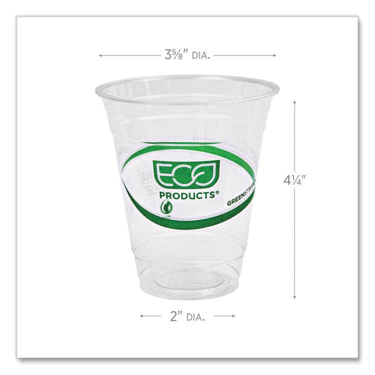 ECO-PRODUCTS,INC. GreenStripe Renewable and Compostable Cold Cups, 12 oz, Plastic, Clear, 50/Pack, 20 Packs/Carton (ECOEPCC12GS) thumbnail 3