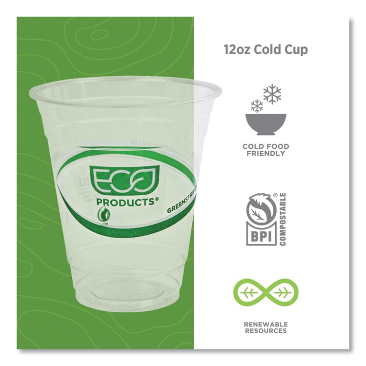 ECO-PRODUCTS,INC. GreenStripe Renewable and Compostable Cold Cups, 12 oz, Plastic, Clear, 50/Pack, 20 Packs/Carton (ECOEPCC12GS) thumbnail 4