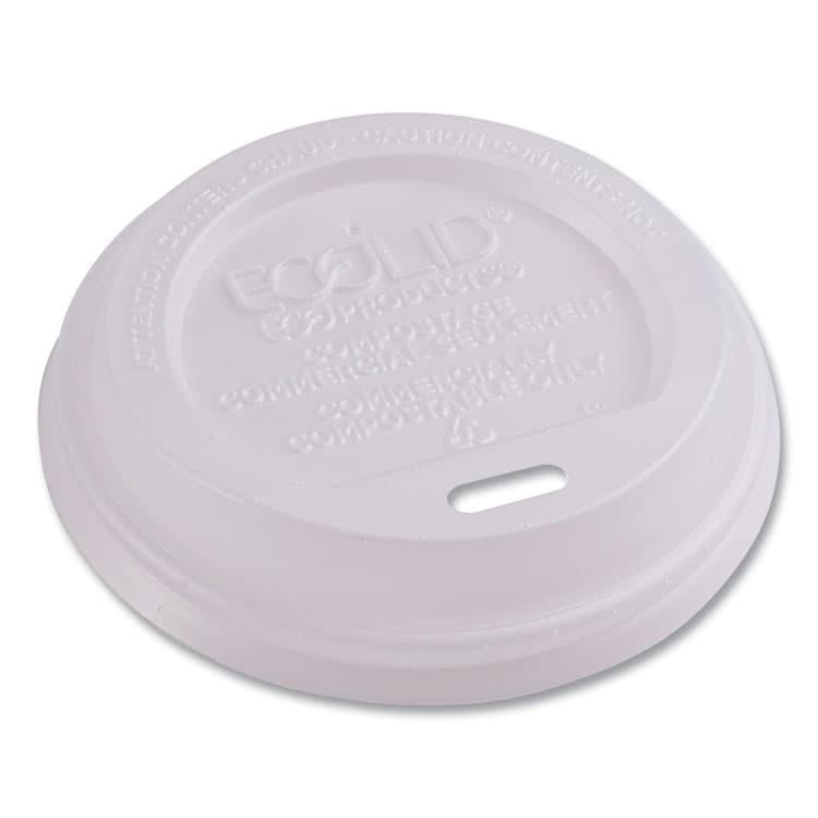 ECO-PRODUCTS,INC. EcoLid Renewable/Compostable Hot Cup Lids, Fits 8 oz Hot Cups, Plastic, White, 50/Packs, 16 Packs/Carton (ECOEPECOLID8)