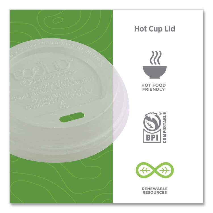 ECO-PRODUCTS,INC. EcoLid Renewable/Compostable Hot Cup Lids, Fits 8 oz Hot Cups, Plastic, White, 50/Packs, 16 Packs/Carton (ECOEPECOLID8) thumbnail 4