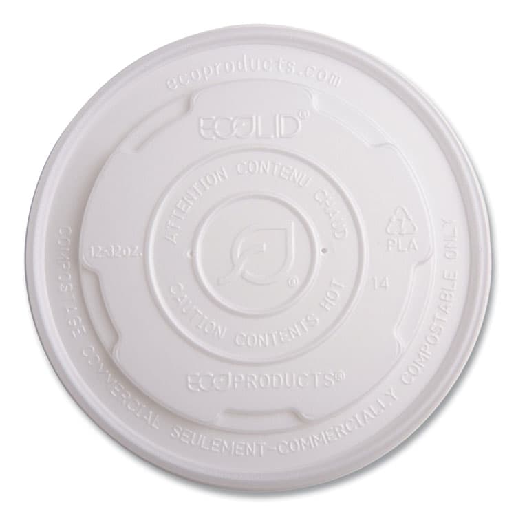 ECO-PRODUCTS,INC. World Art PLA-Laminated Soup Container Lids, For 12 oz to 32 oz Containers, White, Plastic, 50/Pack, 10 Packs/Carton (ECOEPECOLIDSPL)