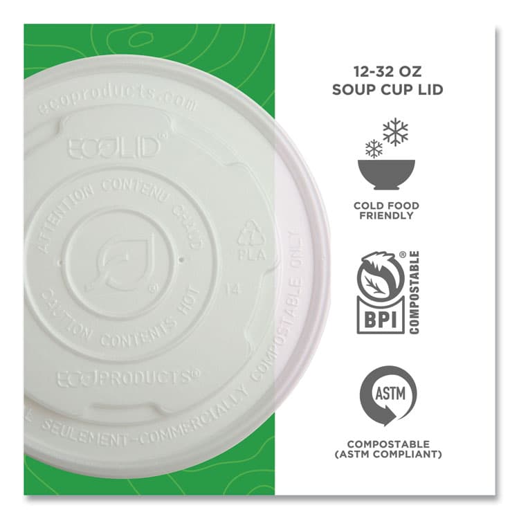 ECO-PRODUCTS,INC. World Art PLA-Laminated Soup Container Lids, For 12 oz to 32 oz Containers, White, Plastic, 50/Pack, 10 Packs/Carton (ECOEPECOLIDSPL) thumbnail 3
