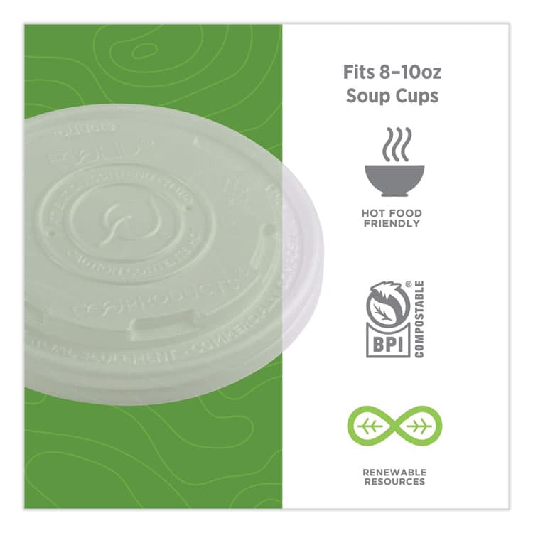 ECO-PRODUCTS,INC. World Art PLA-Laminated Soup Container Lids, Fits 8 oz, Translucent, Plastic, 50/Pack, 20 Packs/Carton (ECOEPECOLIDSPS) thumbnail 4