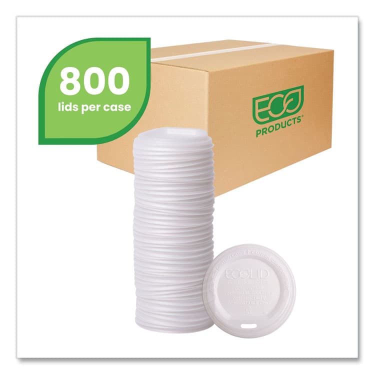 ECO-PRODUCTS,INC. EcoLid Renewable/Compostable Hot Cup Lids, Fits 10 oz to 20 oz Hot Cups, Plastic, White, 50/Pack, 16 Packs/Carton (ECOEPECOLIDW) thumbnail 2