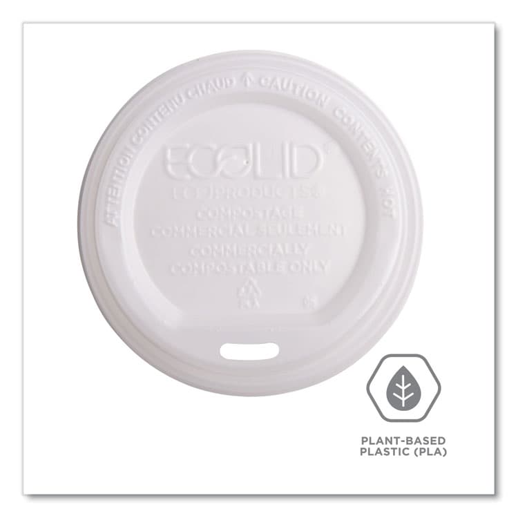 ECO-PRODUCTS,INC. EcoLid Renewable/Compostable Hot Cup Lids, Fits 10 oz to 20 oz Hot Cups, Plastic, White, 50/Pack, 16 Packs/Carton (ECOEPECOLIDW) thumbnail 4