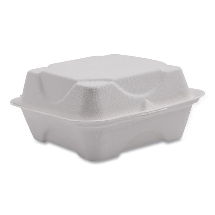 ECO-PRODUCTS,INC. Vanguard Renewable and Compostable Sugarcane Clamshells, 6 x 6 x 3, White, 500/Carton (ECOEPHC6NFA)