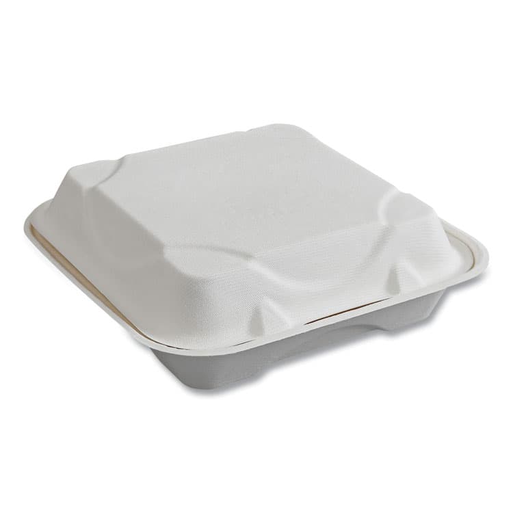 ECO-PRODUCTS,INC. Vanguard Renewable and Compostable Sugarcane Clamshells, 9 x 9 x 3, White, 200/Carton (ECOEPHC91NFA)