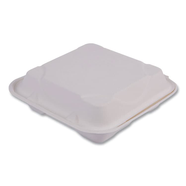ECO-PRODUCTS,INC. Vanguard Renewable and Compostable Sugarcane Clamshells, 3 Compartments, 9 x 9 x 3, White, 200/Carton (ECOEPHC93NFA)