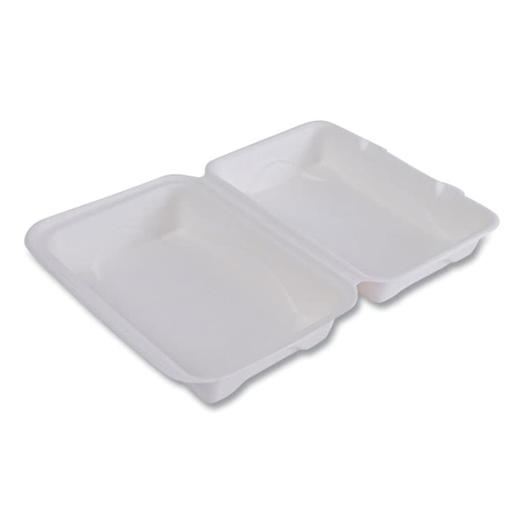 ECO-PRODUCTS,INC. Vanguard Renewable and Compostable Sugarcane Clamshells, 9 x 6 x 3, White, 250/Carton (ECOEPHC96NFA) thumbnail 3