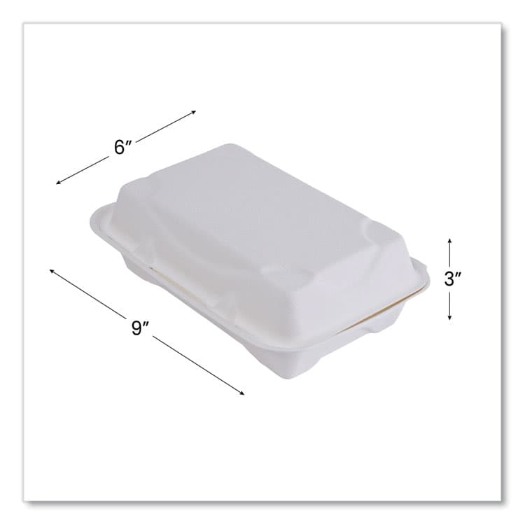 ECO-PRODUCTS,INC. Vanguard Renewable and Compostable Sugarcane Clamshells, 9 x 6 x 3, White, 250/Carton (ECOEPHC96NFA) thumbnail 4