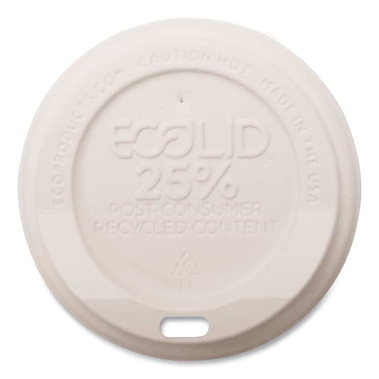 ECO-PRODUCTS,INC. EcoLid 25% Recycled Content Hot Cup Lid, Fits 8 oz Hot Cups, Plastic, White, 100/Pack, 10 Packs/Carton (ECOEPHL8WR)