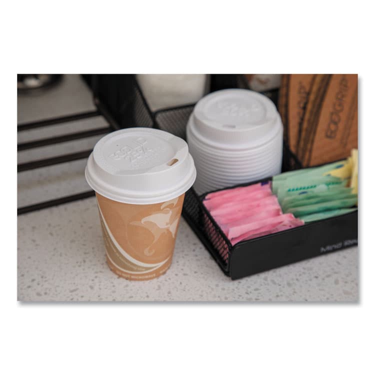 ECO-PRODUCTS,INC. EcoLid 25% Recycled Content Hot Cup Lid, Fits 8 oz Hot Cups, Plastic, White, 100/Pack, 10 Packs/Carton (ECOEPHL8WR) thumbnail 3