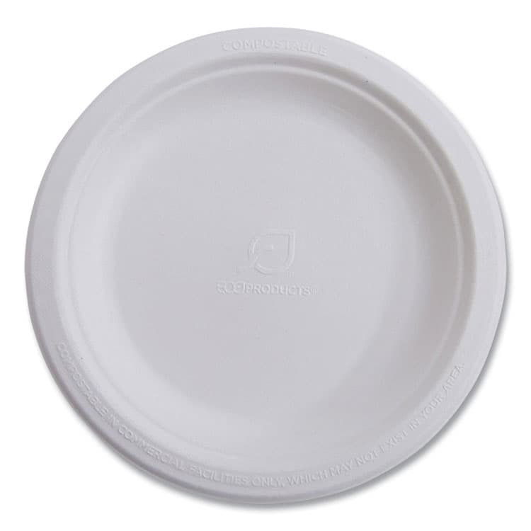 ECO-PRODUCTS,INC. Vanguard Renewable and Compostable Sugarcane Plates, 10" dia, White, 500/Carton (ECOEPP005NFA)