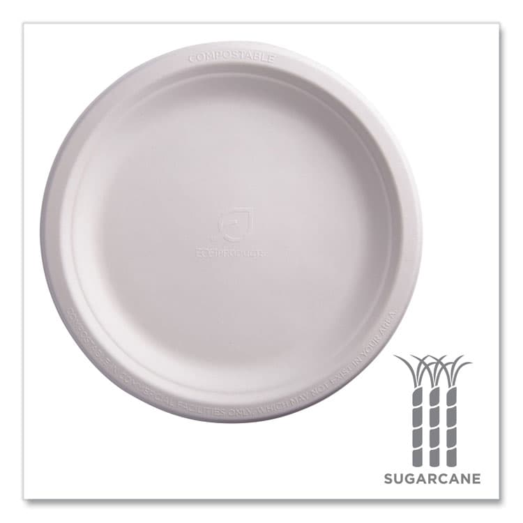 ECO-PRODUCTS,INC. Vanguard Renewable and Compostable Sugarcane Plates, 9" dia, White, 500/Carton (ECOEPP013NFA) thumbnail 4