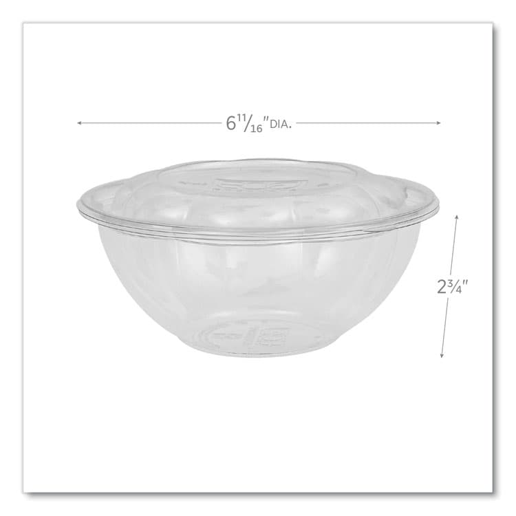 ECO-PRODUCTS,INC. Renewable and Compostable Salad Bowls with Lids, 24 oz, Clear, Plastic, 50/Pack, 3 Packs/Carton (ECOEPSB24) thumbnail 2