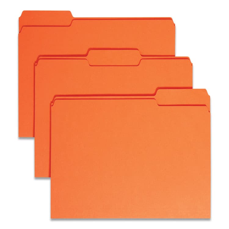 SMEAD MANUFACTURING CO. Colored File Folders, 1/3-Cut Tabs: Assorted, Letter Size, 0.75" Expansion, Orange, 100/Box (SMD12543)