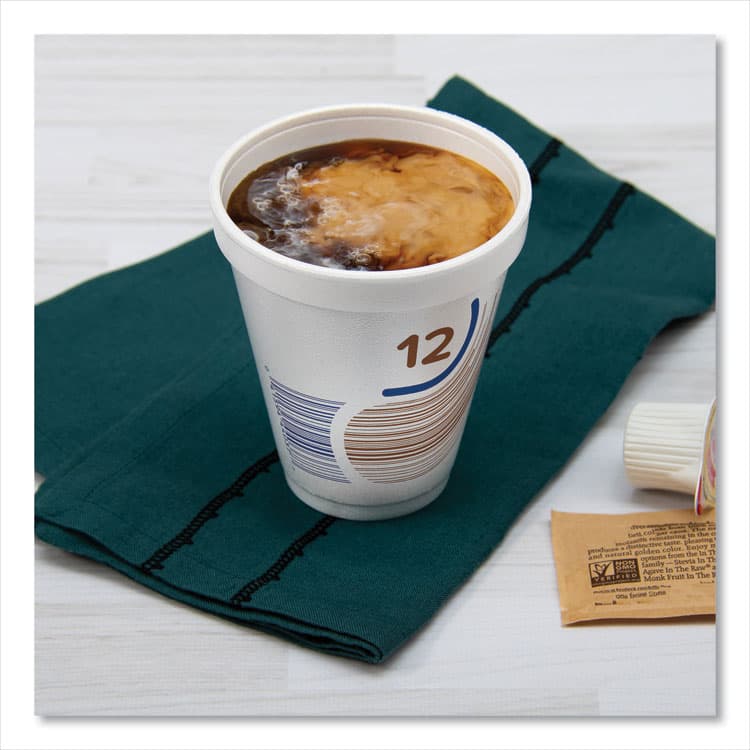 DART Breeze Hot/Cold Insulated Foam Drinking Cups, 12 oz, Brown/White/Blue, 1,000/Carton (DCC12J16B) thumbnail 3