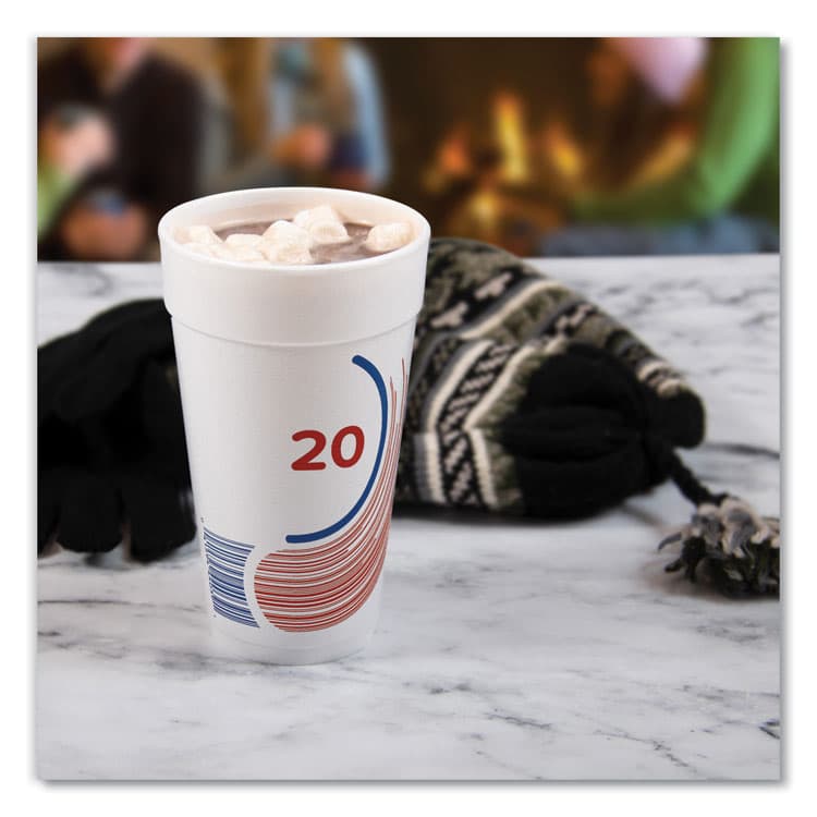 DART Breeze Hot/Cold Insulated Foam Drinking Cups, 20 oz, Red/White/Blue, 500/Carton (DCC20J16B) thumbnail 3