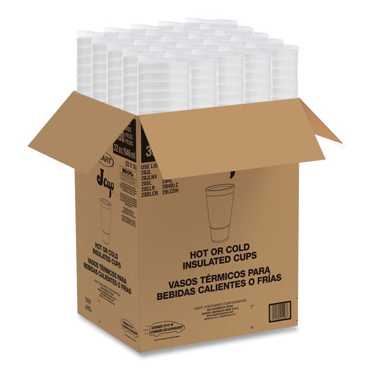 DART Breeze Hot/Cold Insulated Foam Drinking Cups, Pedestal Cup, 32 oz, Teal/White/Blue, 400/Carton (DCC32AJ20B) thumbnail 2