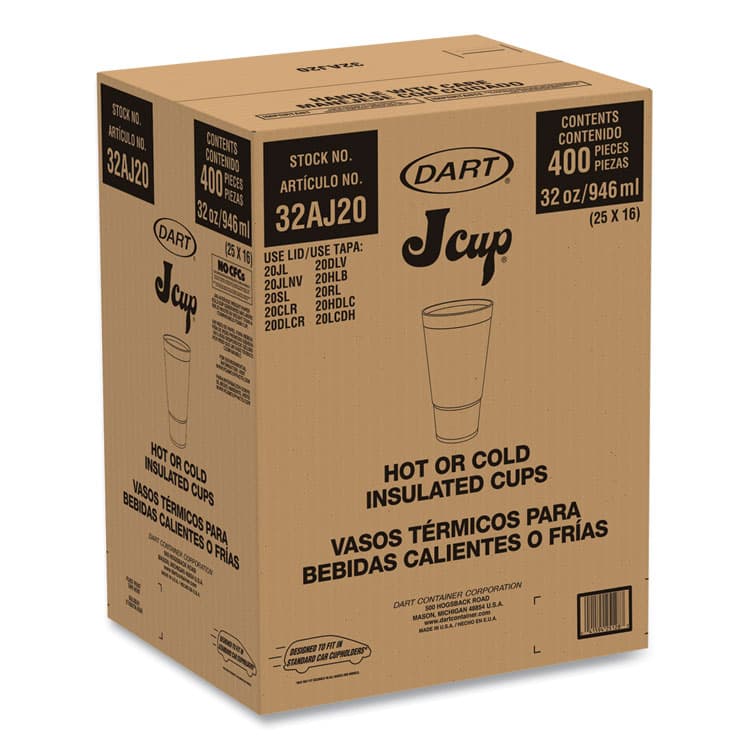 DART Breeze Hot/Cold Insulated Foam Drinking Cups, Pedestal Cup, 32 oz, Teal/White/Blue, 400/Carton (DCC32AJ20B) thumbnail 4