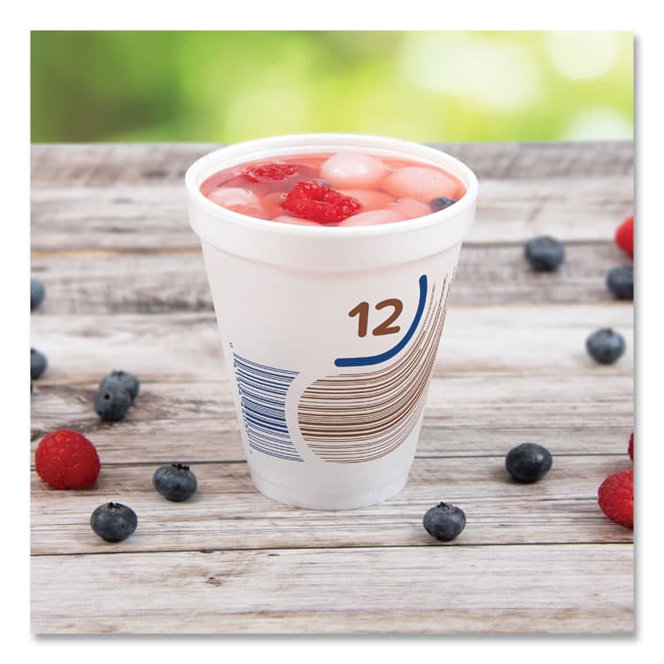 DART Breeze Hot/Cold Insulated Foam Drinking Cups, 12 oz, Brown/White/Blue, 1,000/Carton (DCC12J16B) thumbnail 4