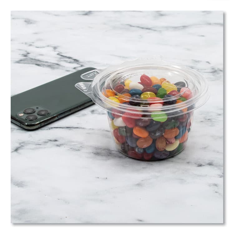 DART SafeSeal Tamper-Resistant, Tamper Evident Bowls, Flat Lid, 8 oz, 4.6 x 8.84 x 2.49, Clear, Plastic, 272/Carton (DCCSC8F) thumbnail 4