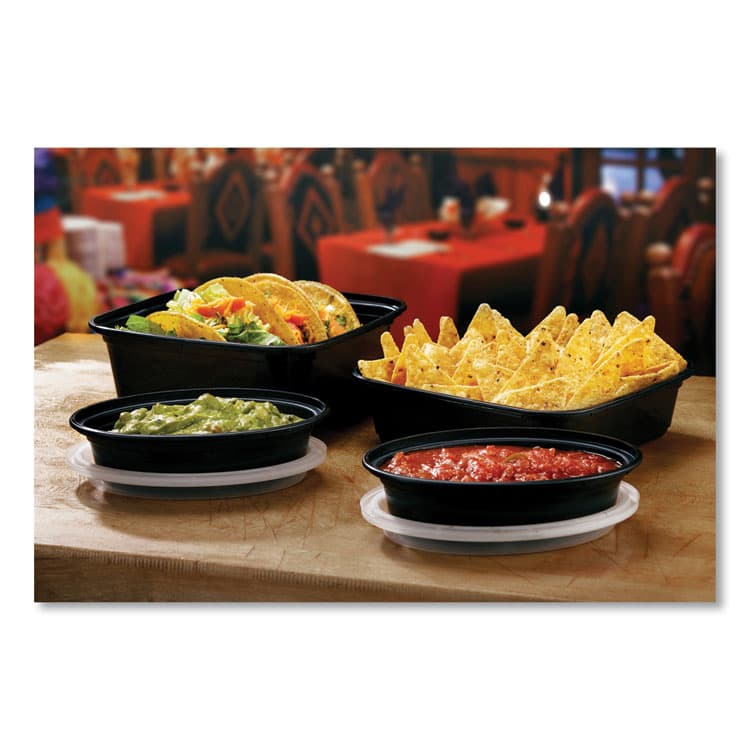 PACTIV EVERGREEN CORPORATION Newspring VERSAtainer Microwavable Containers, Oval, 12 oz, 6.8 x 4.8 x 1.45, Black/Clear, Plastic, 150/Carton (PCTOC12B) thumbnail 3