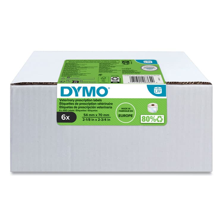 DYMO Veterinary Prescription Labels for LabelWriter Label Printers, 2.12 x 2.75, Black/White, 400 Labels/Roll, 6 Rolls/Pack (DYM2187328)