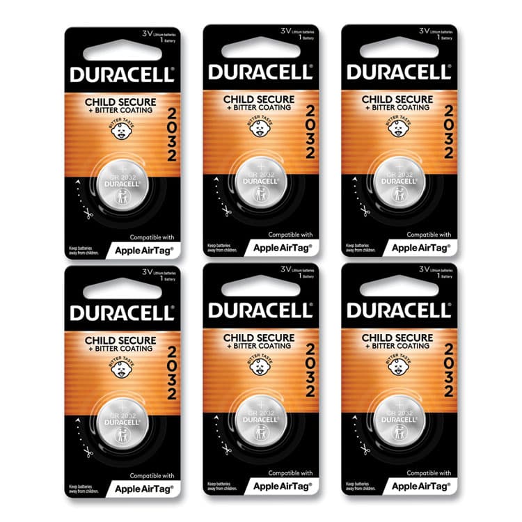 DURACELL PRODUCTS COMPANY Lithium Coin Batteries With Bitterant, 2032, 6/Box (DURDL2032BPK)