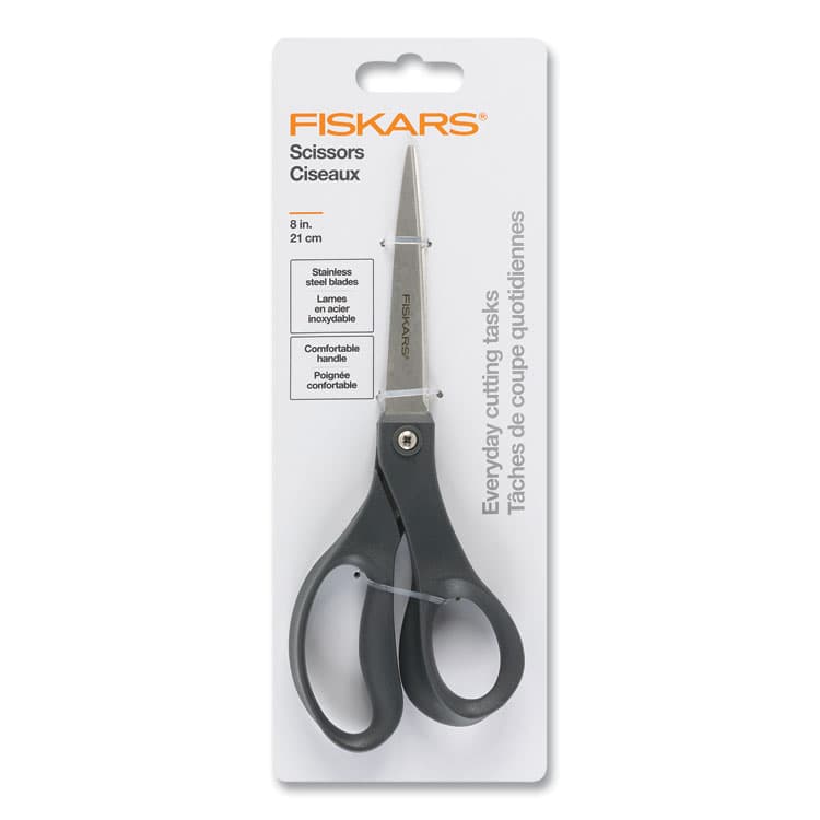 FISKARS MANUFACTURING CORP Everyday Scissors, 8" Long, 3.75" Cut Length, Straight Black Handle (FSK1067262) thumbnail 2