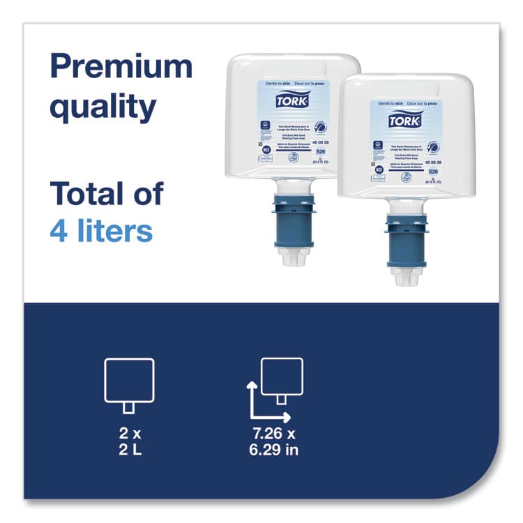 ESSITY Mild Foam Soap S26 Refill, Unscented, 2 L, 2/Pack (TRK400039) thumbnail 3