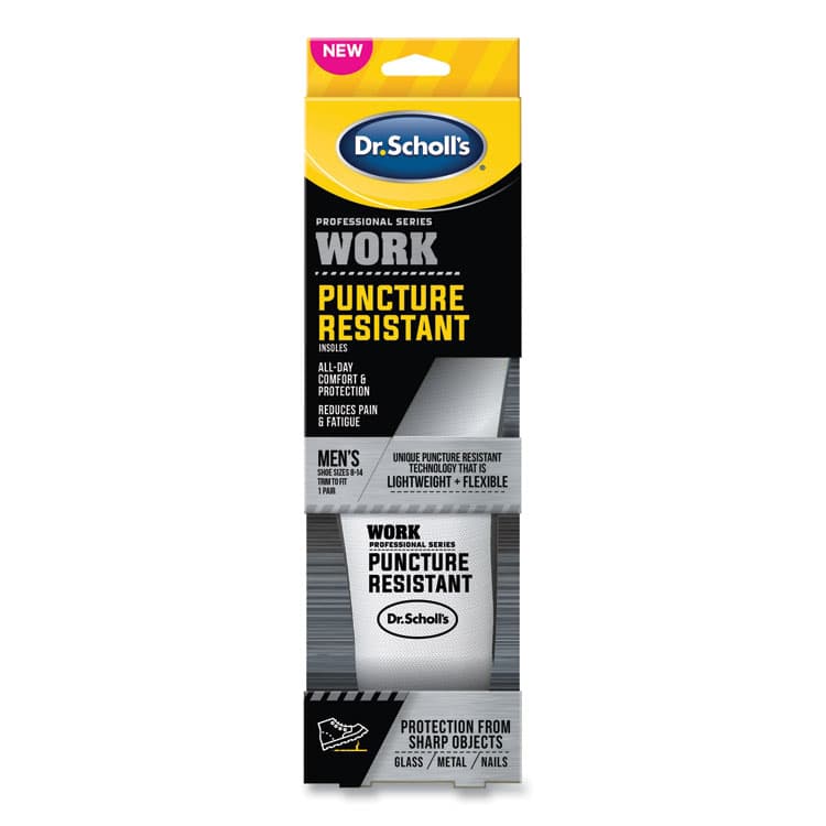 SCHOLL'S WELLNESS COMPANY LLC Professional Series Work Puncture Resistant Insoles for Men, Men's Sizes 8 to 14, Black (DSC00293)