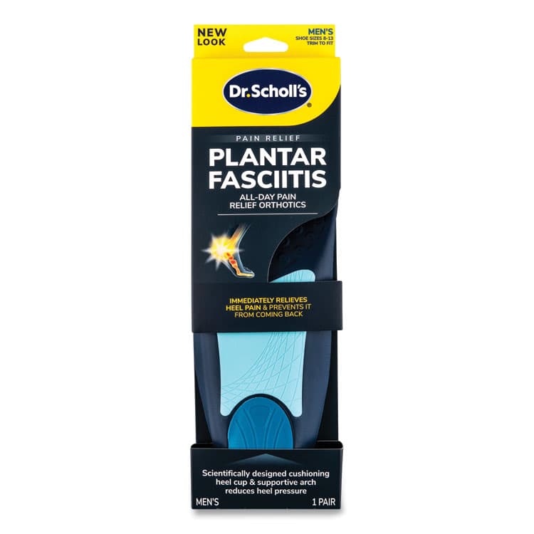 SCHOLL'S WELLNESS COMPANY LLC Plantar Fasciitis All Day Pain Relief Orthotics for Men, Men's Sizes 8 to 13, Blue (DSC59037)