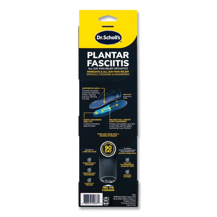 SCHOLL'S WELLNESS COMPANY LLC Plantar Fasciitis All Day Pain Relief Orthotics for Men, Men's Sizes 8 to 13, Blue (DSC59037) thumbnail 4