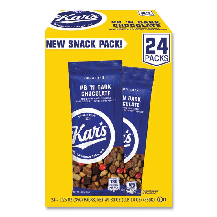 KAR'S NUTS Trail Mix, Dark Chocolate/Peanut Butter, 1.25 oz Packet, 24/Box (OFX08037) thumbnail 4