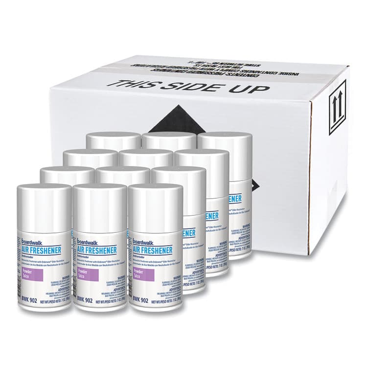 BOARDWALK Metered Air Freshener Refill, Powder Mist Scent, 7 oz Aerosol Spray, 12/Carton (BWK902)