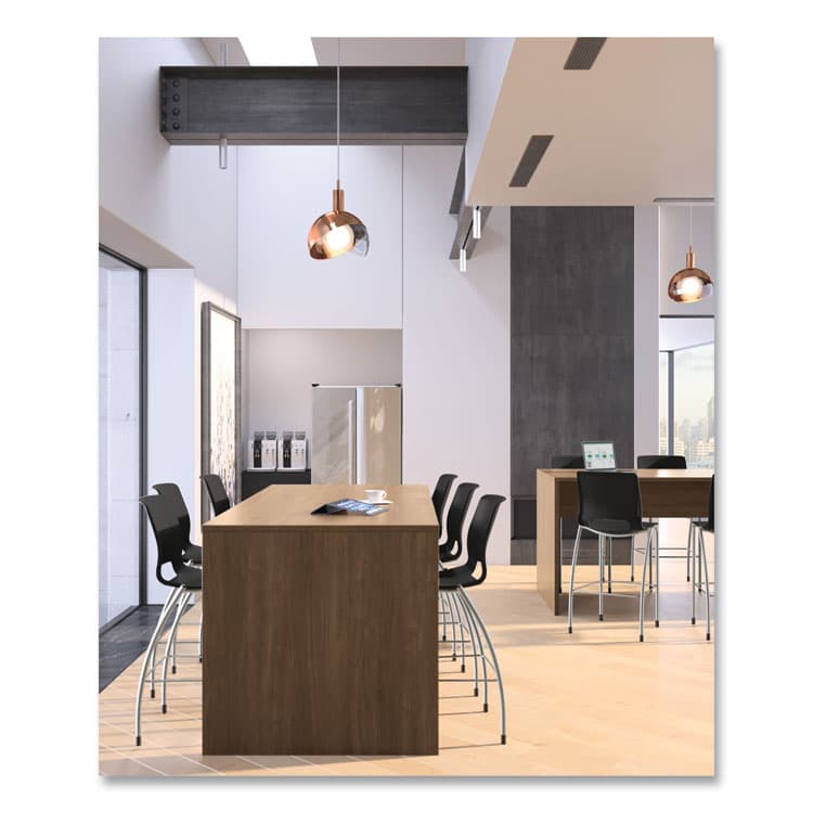 HON COMPANY Motivate Four-Leg Cafe Height Stool, Supports Up to 300 lb, 30" Seat Height, Onyx Seat, Onyx Back, Platinum Base (HONMG5NEONPLAT) thumbnail 2