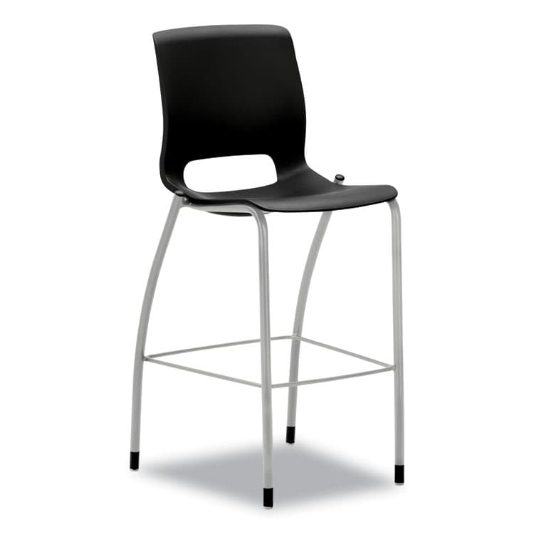 HON COMPANY Motivate Four-Leg Cafe Height Stool, Supports Up to 300 lb, 30" Seat Height, Onyx Seat, Onyx Back, Platinum Base (HONMG5NEONPLAT)