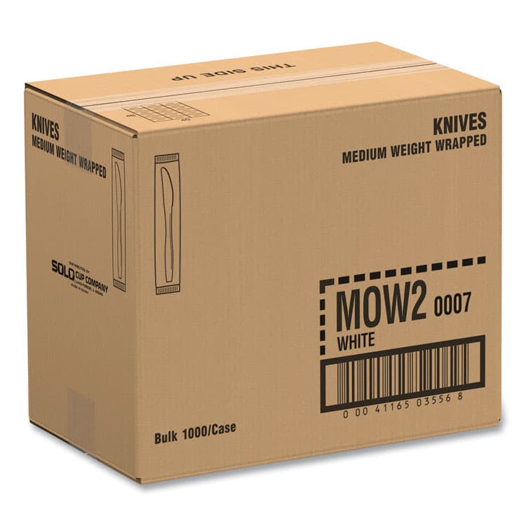 DART Regal Mediumweight Cutlery, Individually Wrapped, Knife, Plastic, White, 1,000/Carton (SCCMOW20007) thumbnail 2