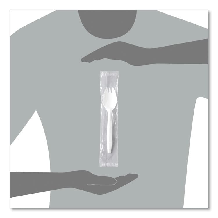 DART Regal Mediumweight Cutlery, Individually Wrapped, Spork, Plastic, White, 1,000/Carton (SCCMOW60007) thumbnail 3