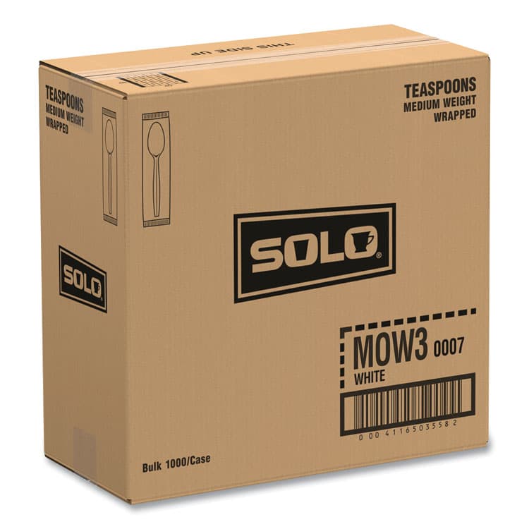 DART Regal Mediumweight Cutlery, Individually Wrapped, Spoon, Plastic, White, 1,000/Carton (SCCMOW30007) thumbnail 4